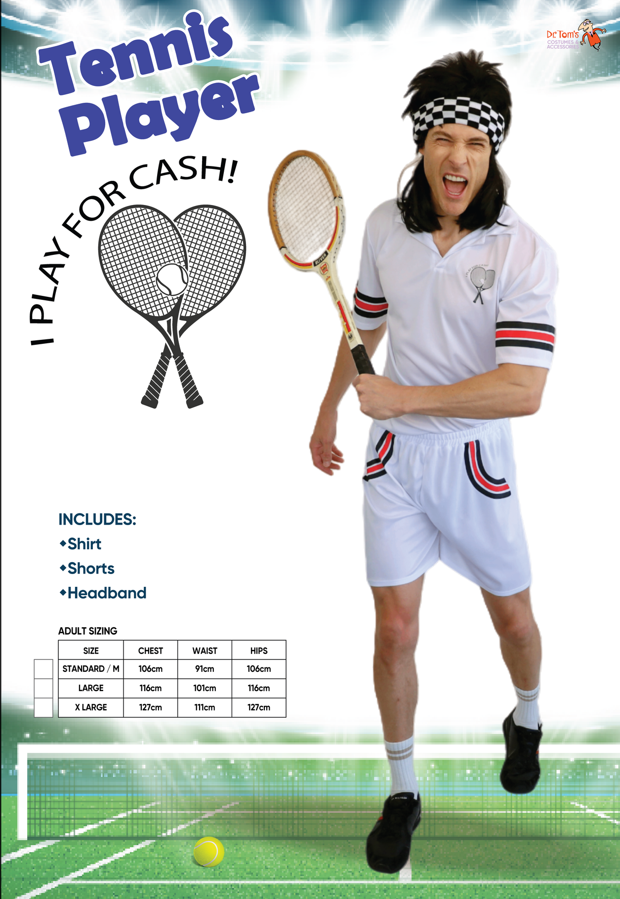 Tennis Player Mens Costume