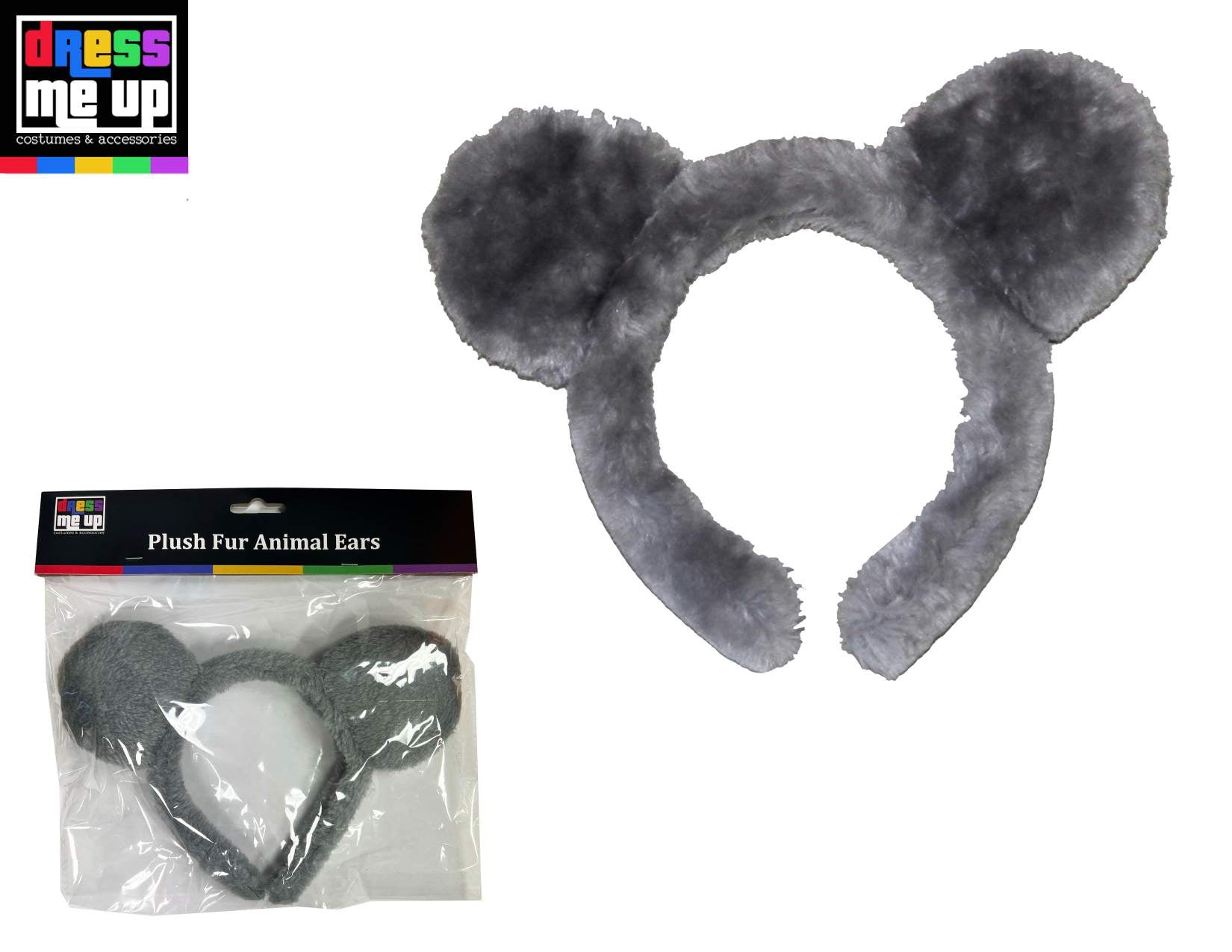 Grey Plush Fur Animal Ear Headband