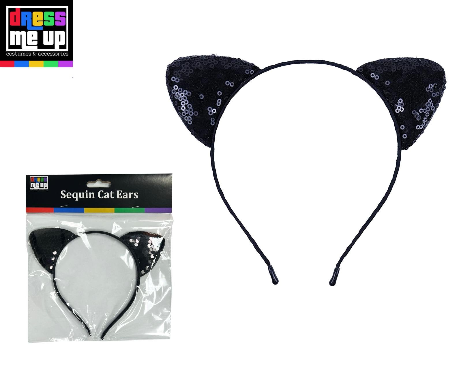 Black Sequin Cat Ears Headband