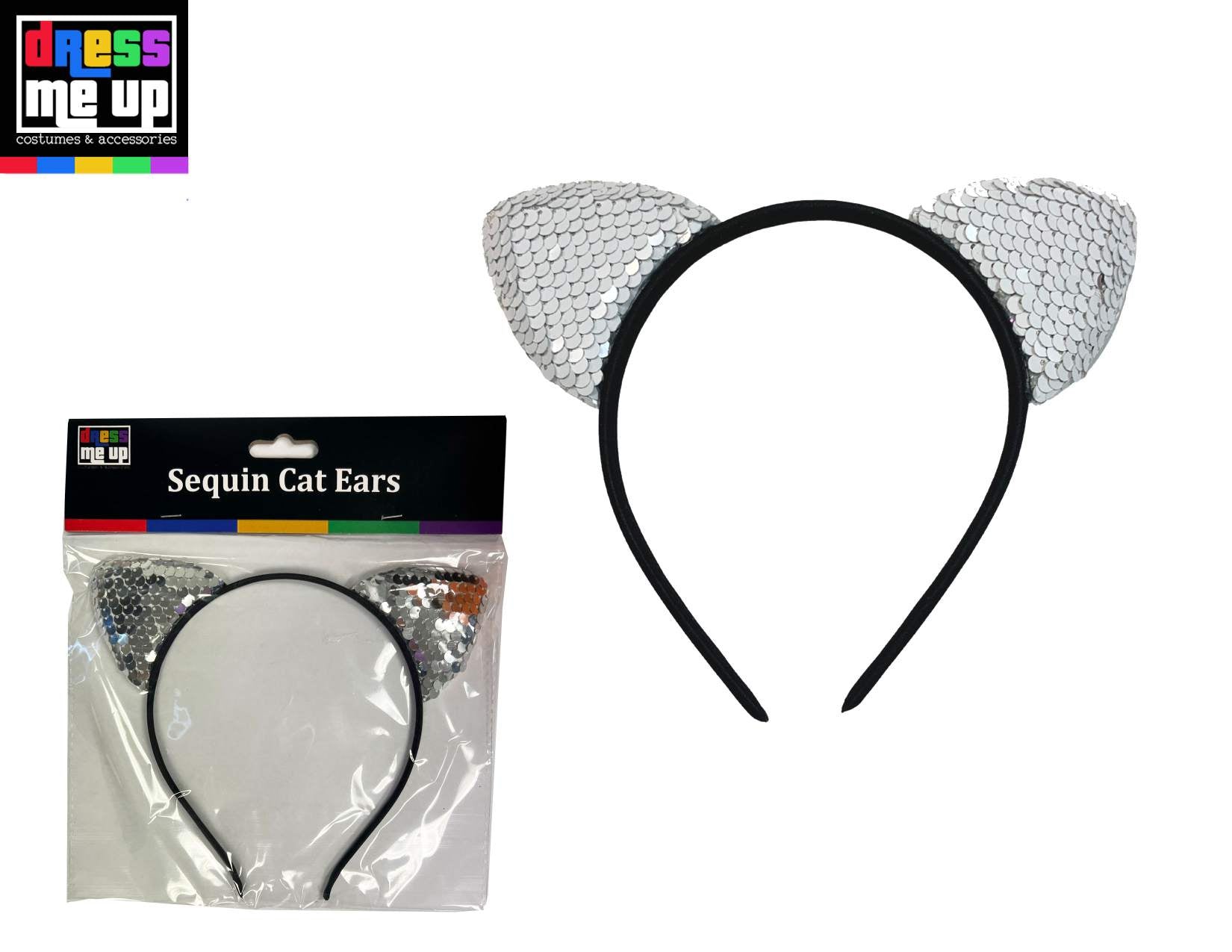Silver Sequin Cat Ears Headband
