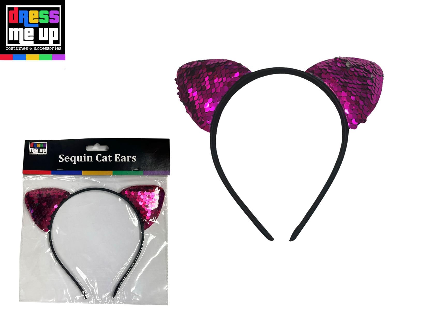 Pink Sequin Cat Ears Headband
