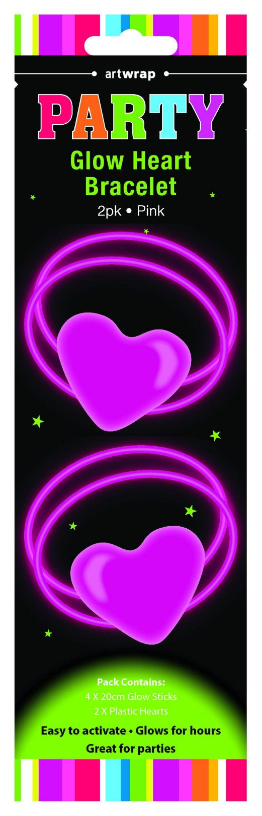 Glow Heart Bracelet 2pk