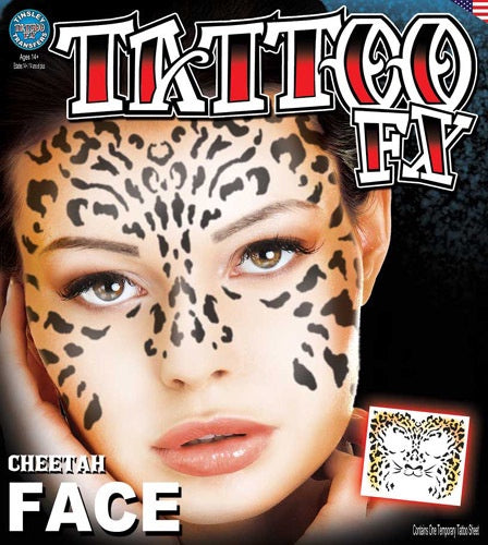 Cheetah Full Face Temporary Tattoo FX