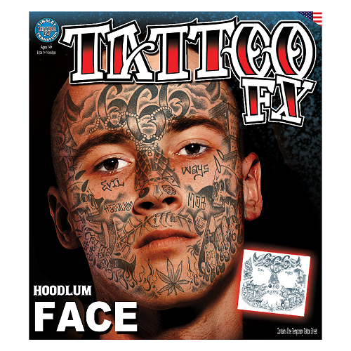 Hoodlum Full Face Temporary Tattoo FX