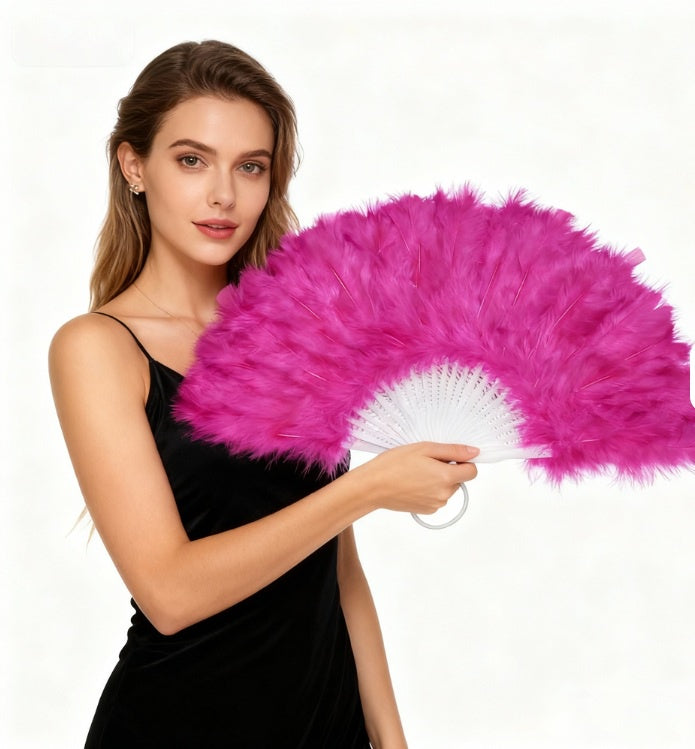 Fluffy Feather Folding Fan