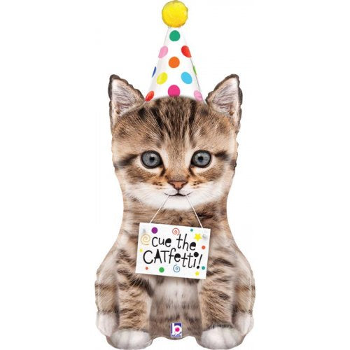 Cue the Catfetti Cat Shape Foil Balloon