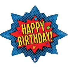 Superhero Birthday Burst Foil Balloon