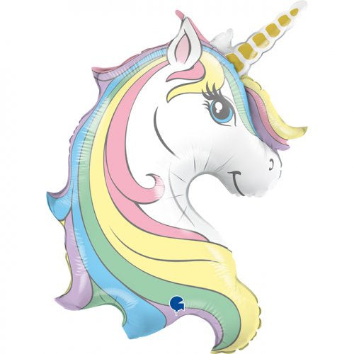 Macaron Unicorn Head Shape Foil Balloon