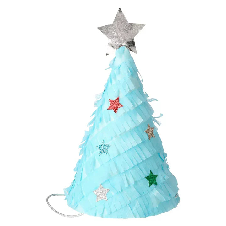 Meri Meri Fringed Christmas Tree Party Hats (Pack of 6 in 3 colors)