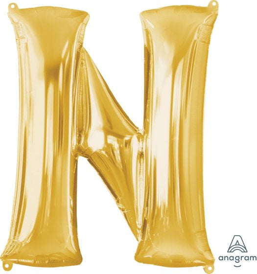 Gold Letter N Supershape Foil Balloon