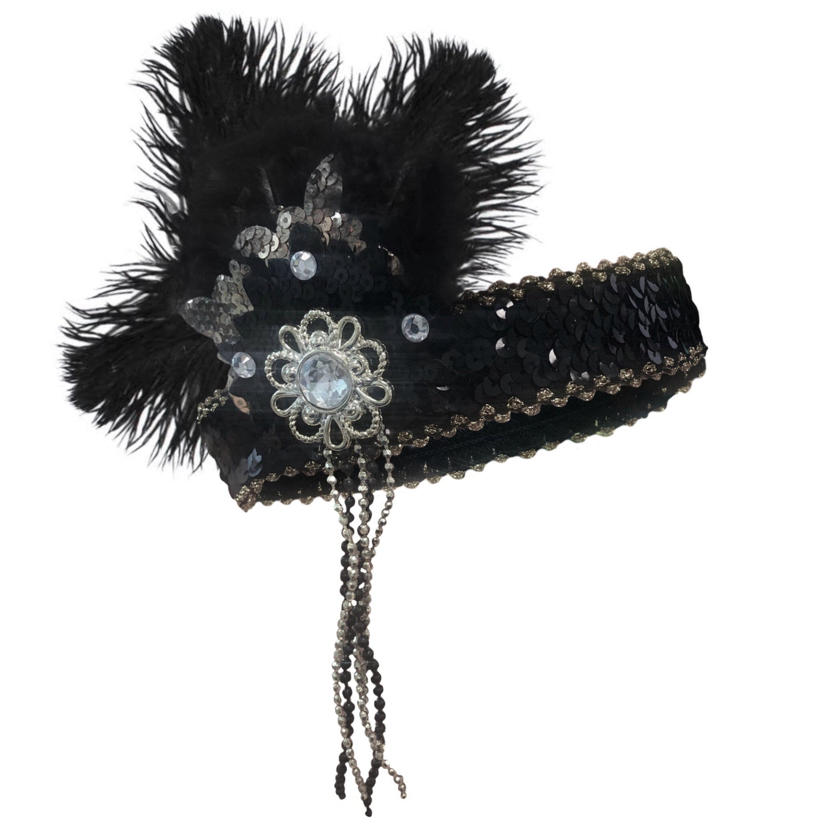 Roaring 20s Flapper Black and Silver Headband