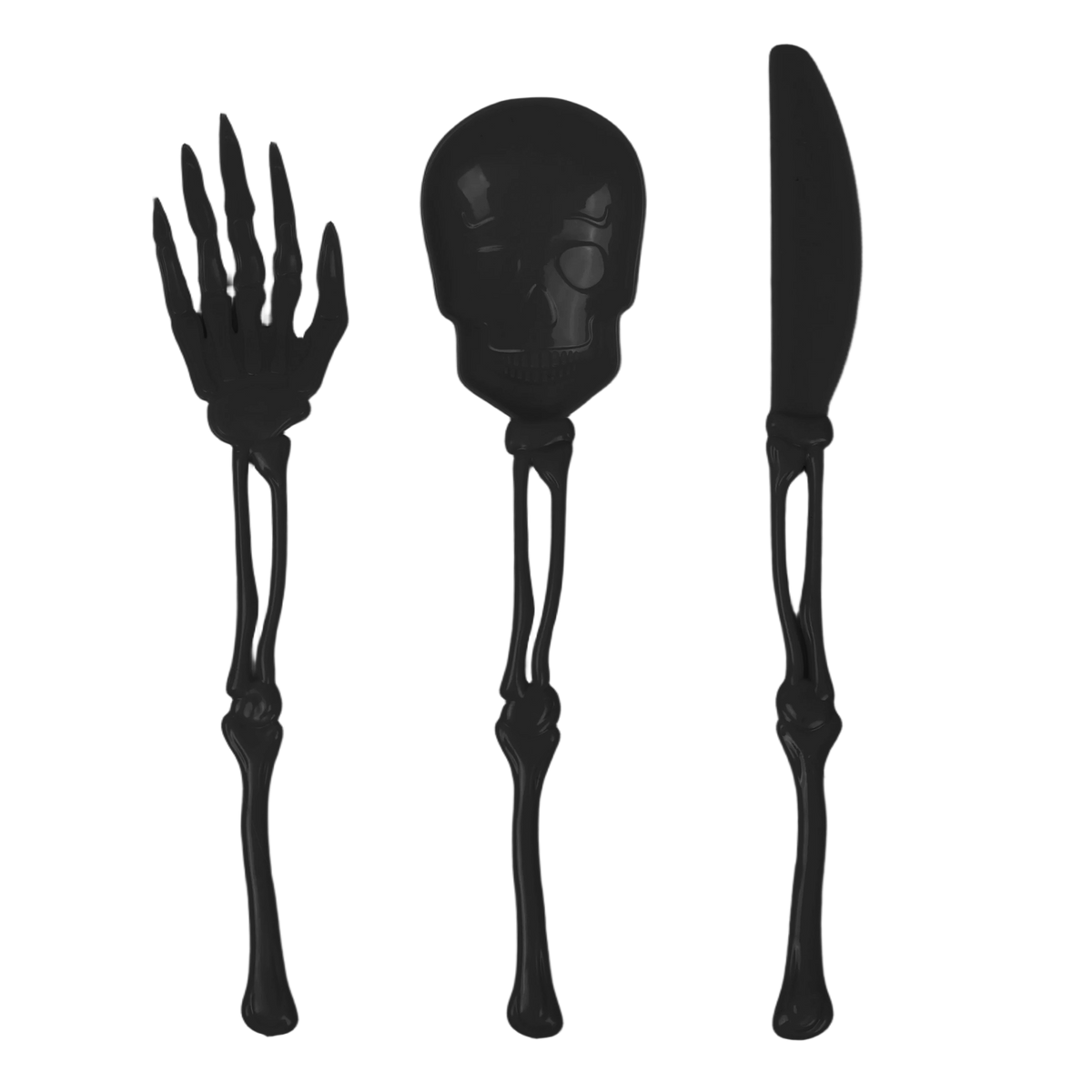 Reusable Black Skeleton Cutlery Pack of 18