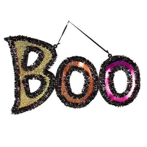 Hanging Tinsel Boo Sign