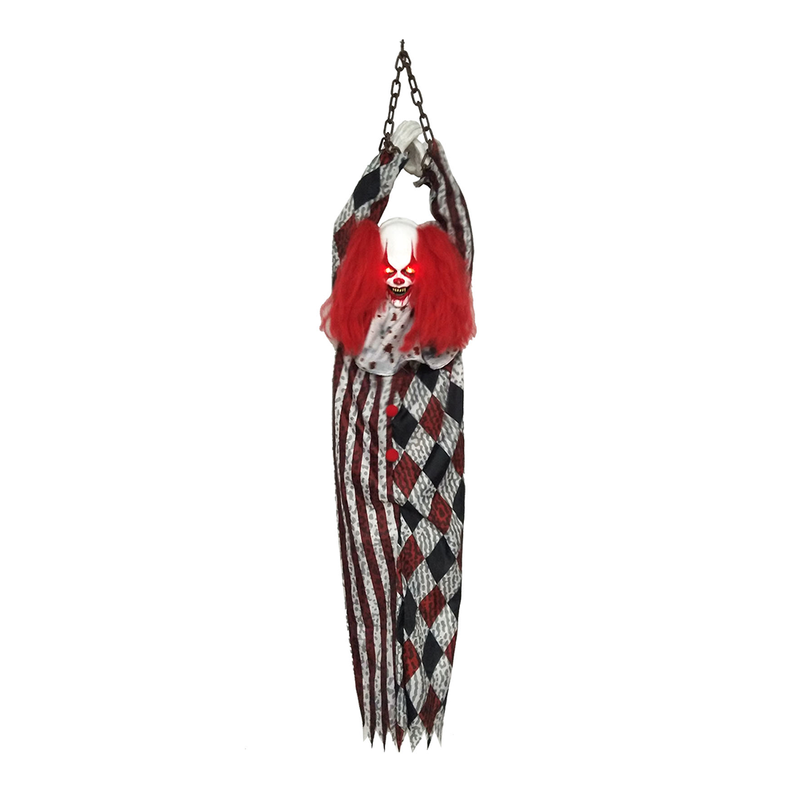Animated Hanging Creepy Clown 150cm