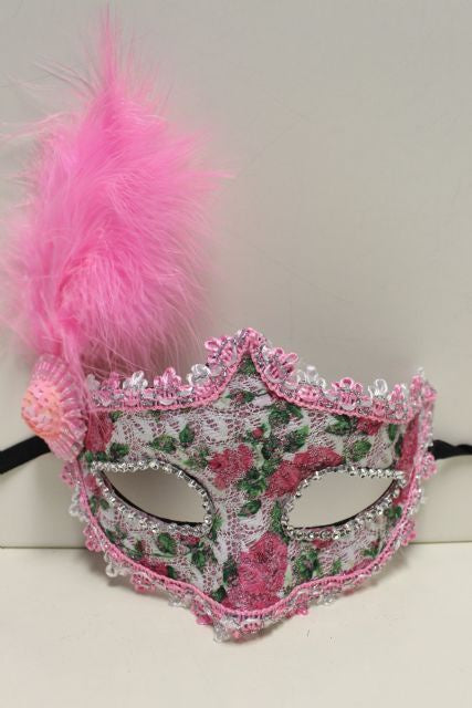 Eye Mask Floral Pink with Feather