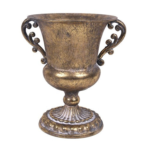 Footed Metal Pot Antique Gold 20x26cm