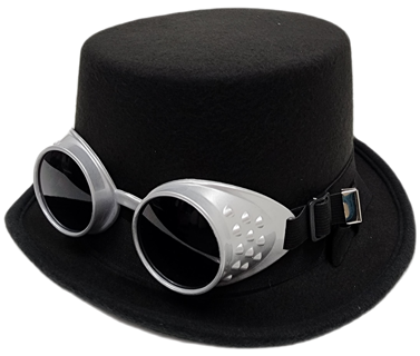 Black Steampunk Hat with Goggles 12cm Tall