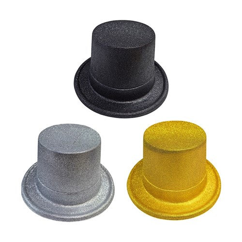 Glitter Top Hat Gold/Silver/Black Assorted