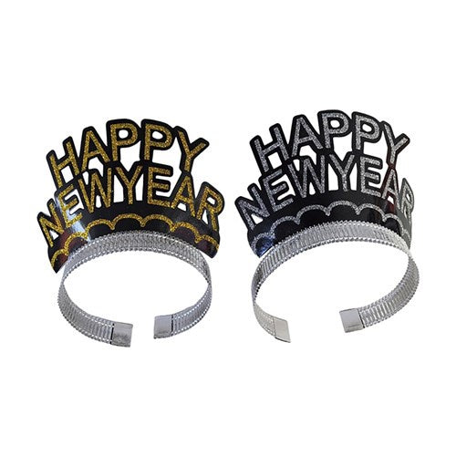 Happy New Year Paper Headband (Pack of 6) Gold/Silver Assorted