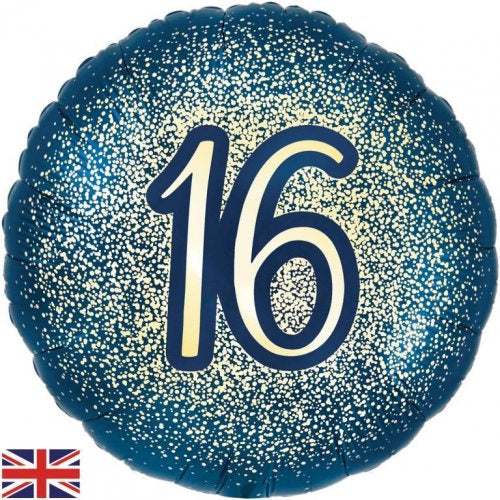 Metallic Glitter Navy Gold 16 Foil Balloon