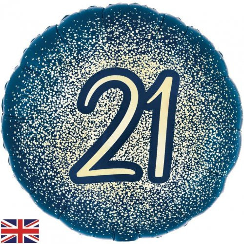 Metallic Glitter Navy Gold 21 Foil Balloon