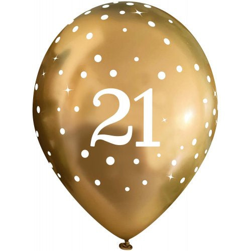 Gold Sparkling Fizz 21 Chrome Balloon (6pk)