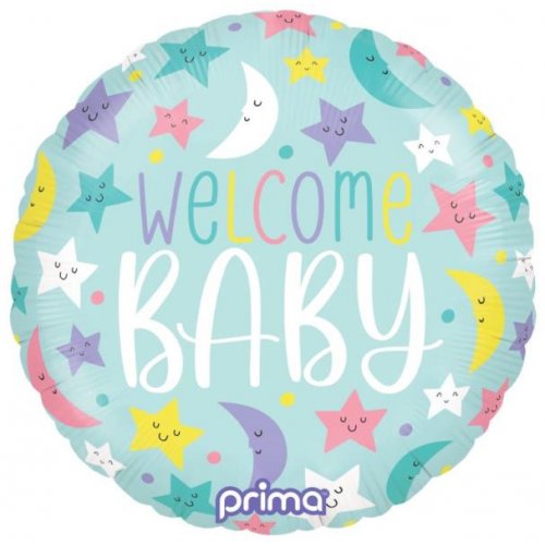 Welcome Baby Moon & Stars 18inch Foil Balloon