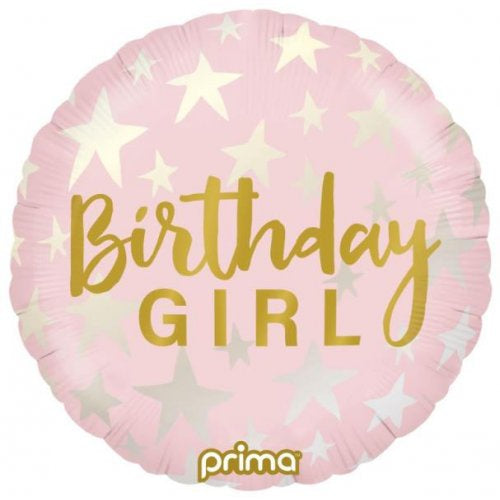 Pink Birthday Girl Stars 18inch Foil Balloon