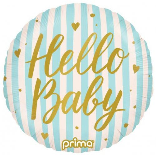 Blue Stripes Hello Baby 18inch Foil Balloon