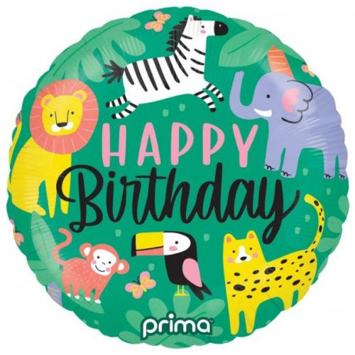 Jungle Animals Happy Birthday 18inch Foil Balloon