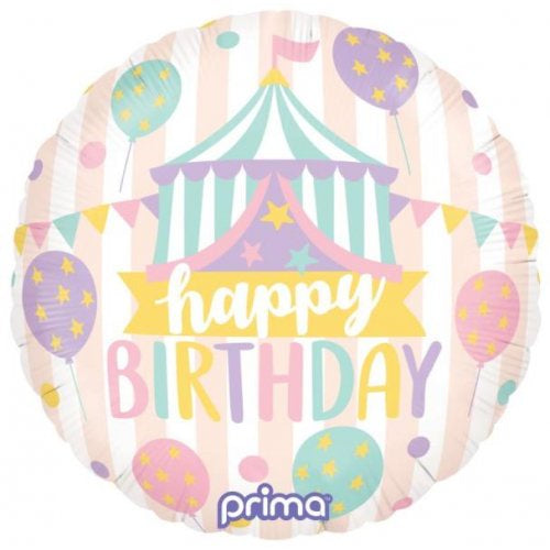 Pastel Circus Happy Birthday 18inch Foil Balloon