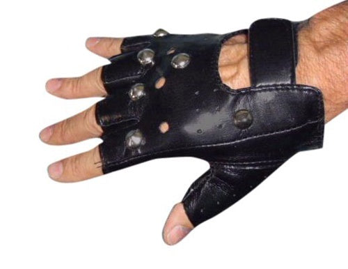 Black Vinyl Punk Gloves 1 Pair