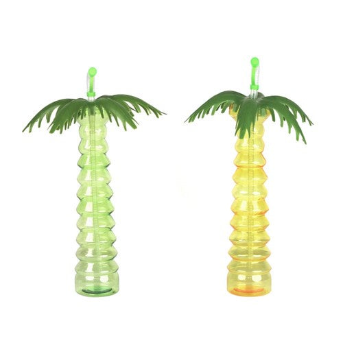 Palm Tree Drinking Cup with Reusable Straw