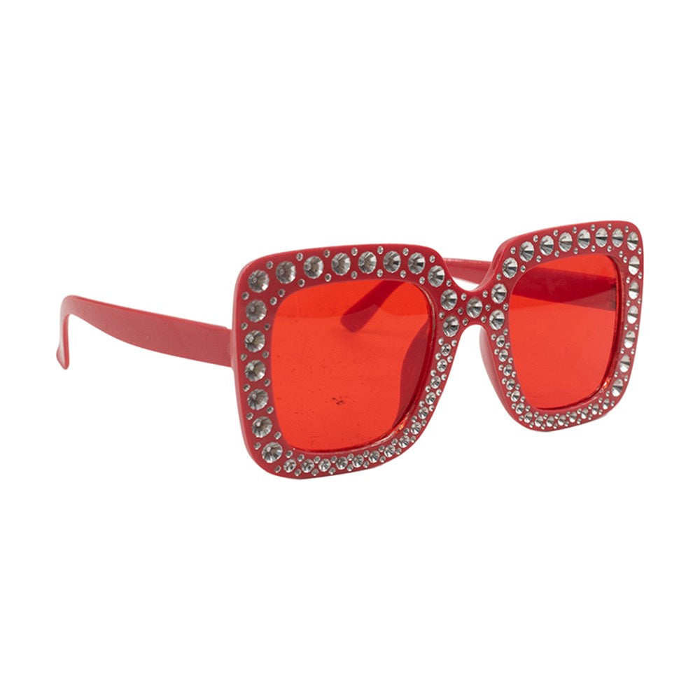 Red Blinged Square Party Glasses