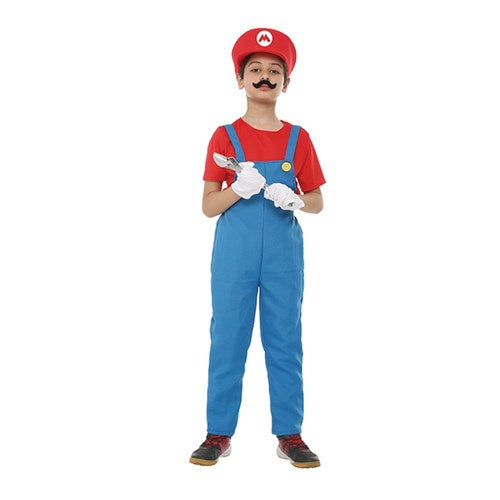 Red Super Plumber Boys Costume
