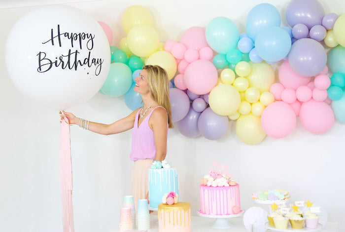 Illume Jumbo Happy Birthday White Latex Balloon