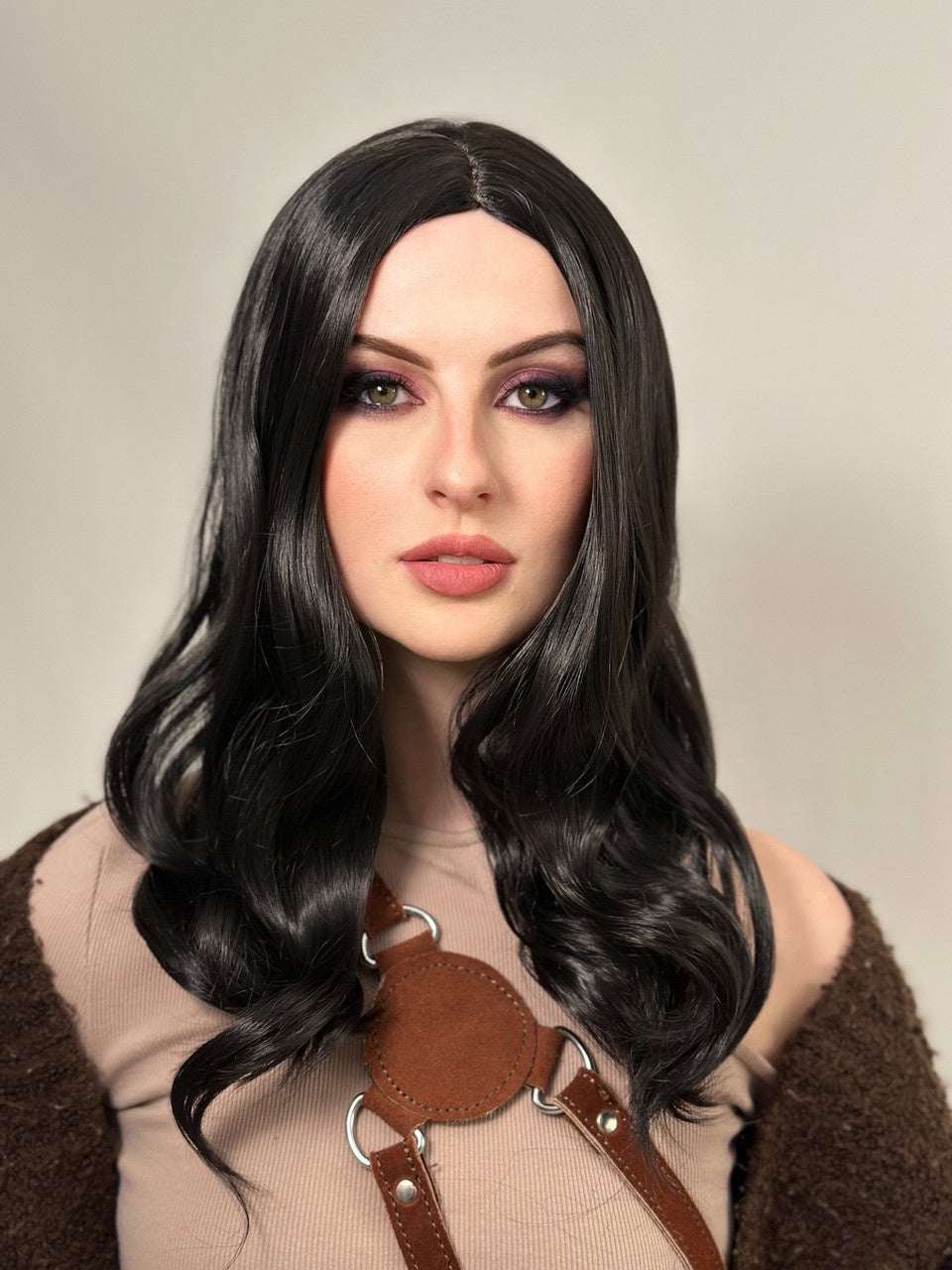 Black Wavy Medium Witcher Wig