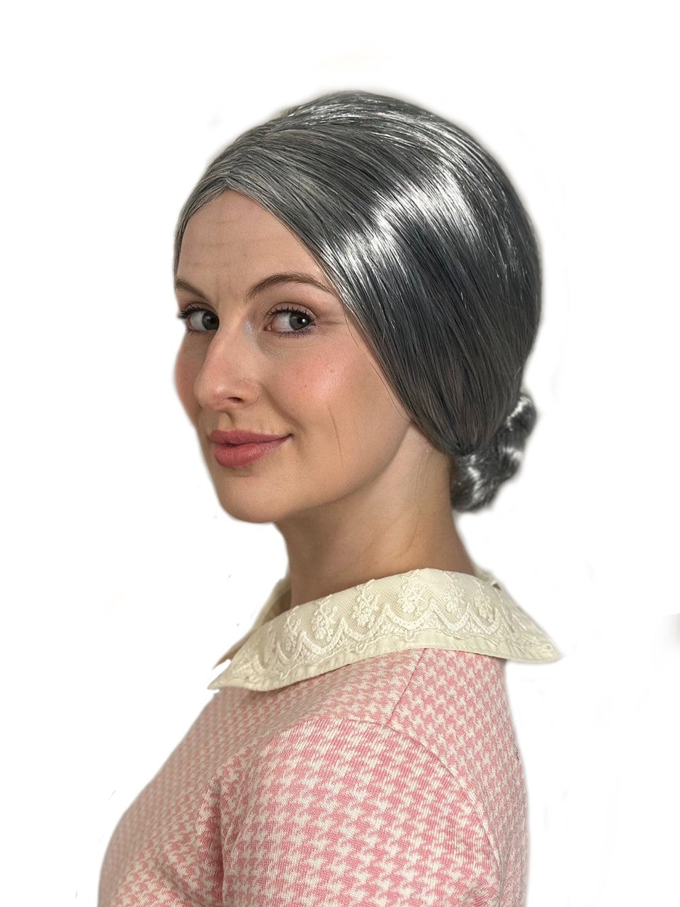Classic Grey Granny Old Nana Bun Wig