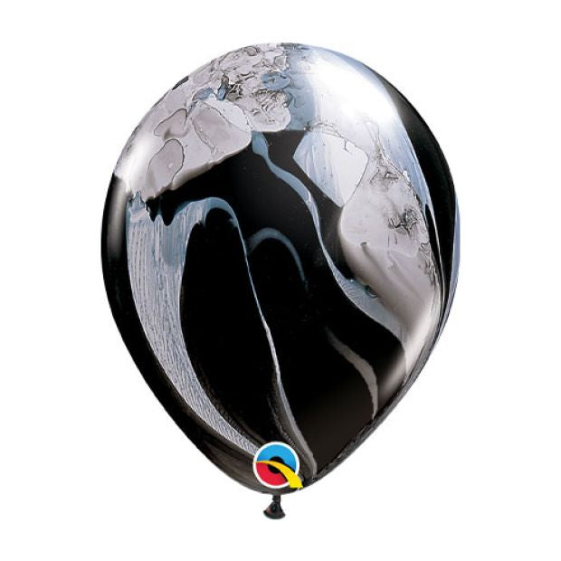 Black & White SuperAgate Latex Balloon