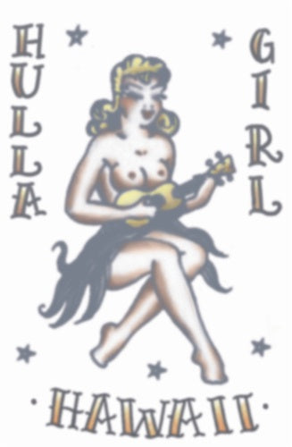 Hula Girl Vintage Temporary Tattoo