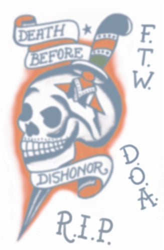 Death Before Dishonour Skull Vintage Temporary Tattoo
