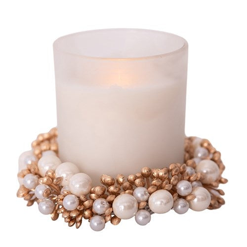 Gold Candle Wreath with Pearls