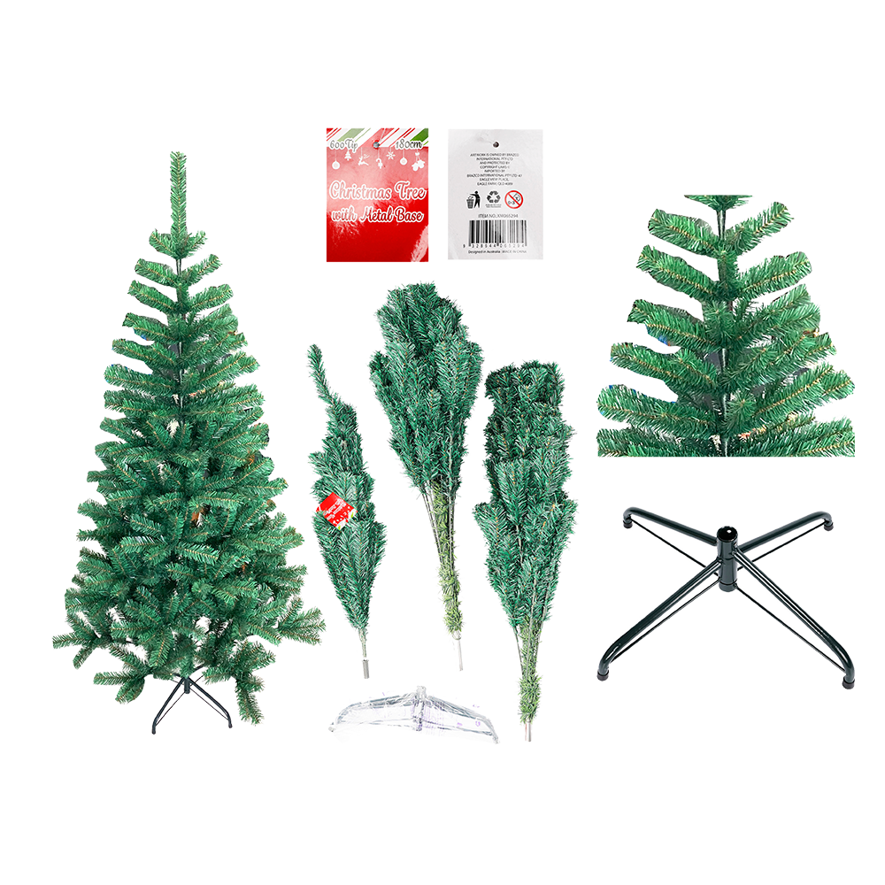 Green Christmas Tree 180cm with 4-Footed Base