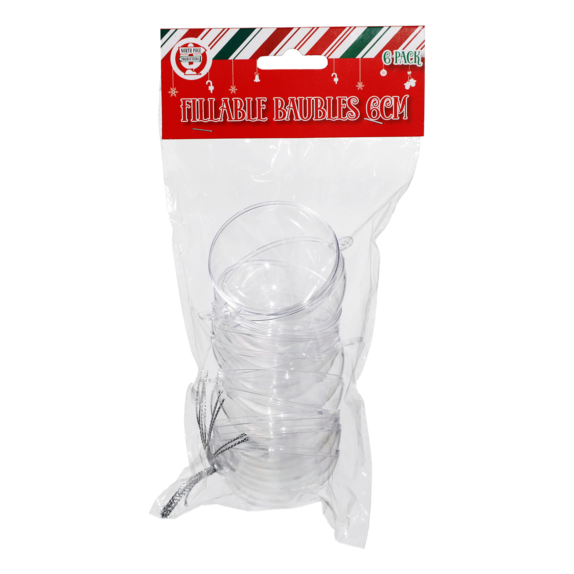 Fillable Baubles 6cm (Pack of 6)