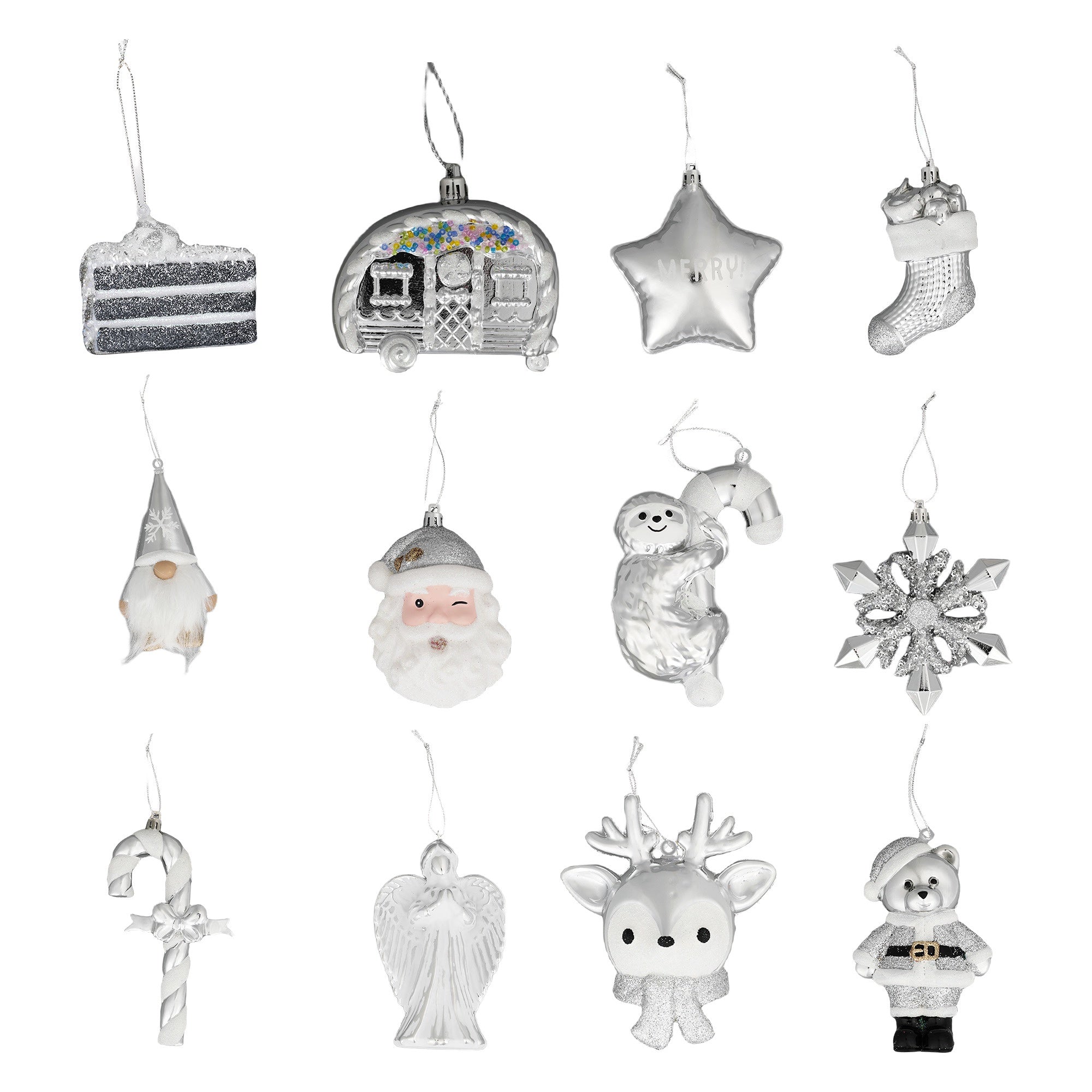 Deluxe Silver Christmas Tree Decorations 10cm