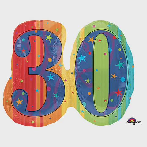 30 Jumbo Celebrate Rainbow Supershape Foil Balloon