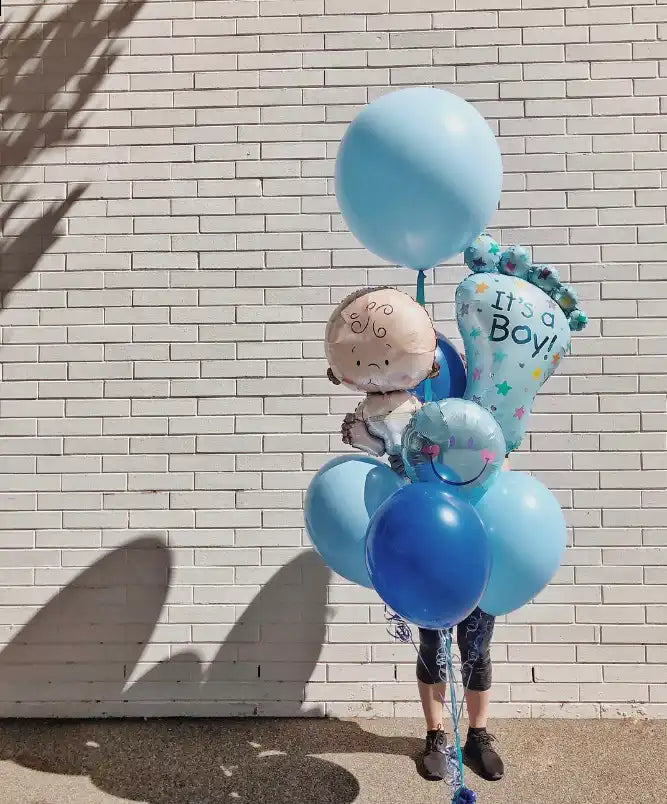 It's A Boy Foot-Shaped Blue Supershape Foil Balloon