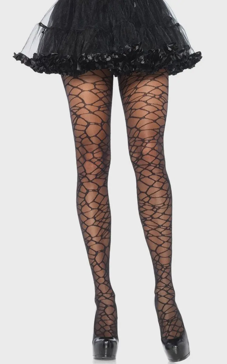 Spandex Sheer Woven Crackle Print Pantyhose