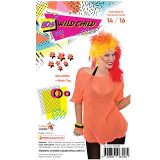 80s Wild Child Mesh Top Neon Orange