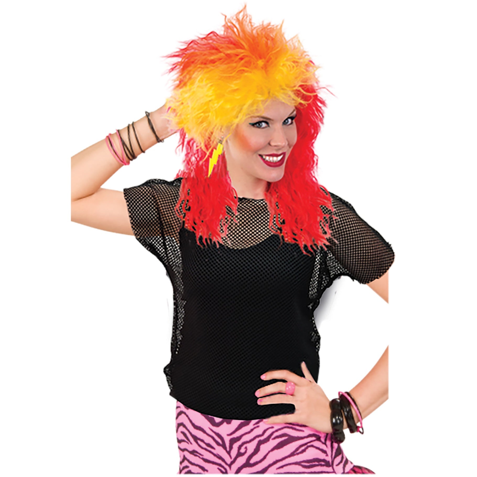 80s Wild Child Black Mesh Top Black